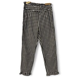 Gingham cropped pants with ruffle waist and ankles med so cute